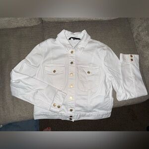 White House Black Market Elegant White Denim Jacket